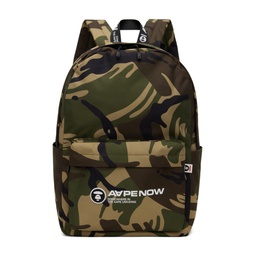 Green Moonface Patch Camo Backpack 241547M166001