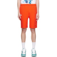 Orange Embossed Shorts 241547M193015