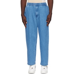 Blue Elastic Waist Jeans 241547M186002