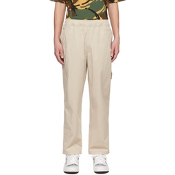 Beige Embroidered Trousers 241547M191007