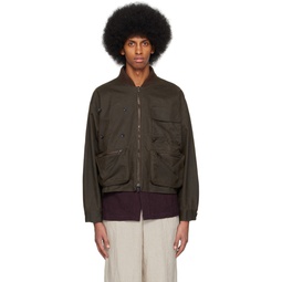 Brown Waxed Bomber Jacket 231966M175000