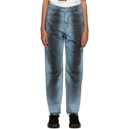 Blue Spray Painted Jeans 222039F069009