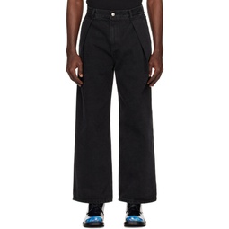 Black Significant Pleated Jeans 241039M186005