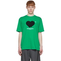 Green Twin Heart T Shirt 221039M213028