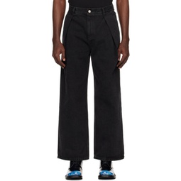 Black Significant Pleated Jeans 241039M186005