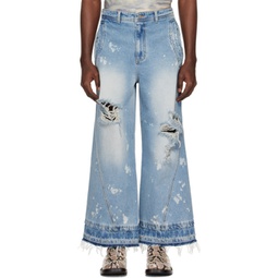 Blue Distressed Jeans 241039M186013