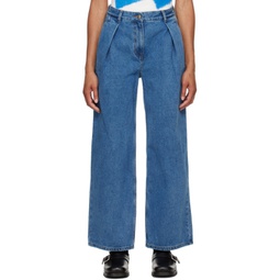 Blue Significant Pleated Jeans 241039F069009