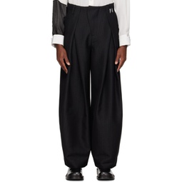 Black Pleated Trousers 241039M191007