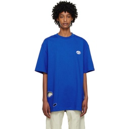 Blue Cutout T-Shirt 231039F110028