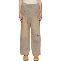 Beige Distressed Trousers 232039M190001
