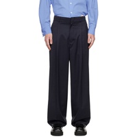 Navy Pleated Trousers 231039M191002