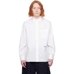 White Significant Button Long Sleeve Shirt 241039M192004