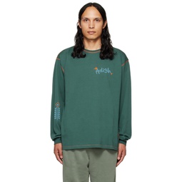 Green Tatreez Embroidered Long Sleeve T Shirt 222484M213001
