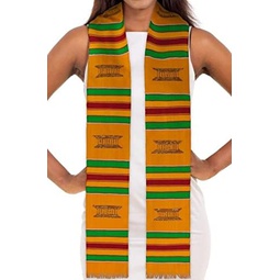 Authentic Handwoven Kente Cloth Graduation Stole Red, Yellow or Purple