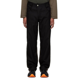 Black   Brown Paneled Trousers 222108M191004