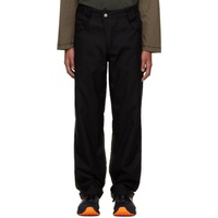Black & Brown Paneled Trousers 222108M191004