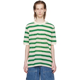 Green   White Striped T Shirt 241138M213050