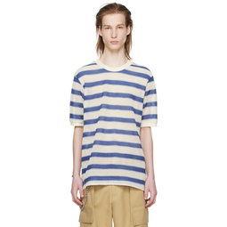 Blue   White Striped T Shirt 241138M213049