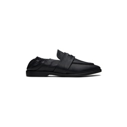 Black Square Penny Banding Loafers 241138M231002