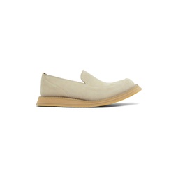 Beige Vision Round Toe Suede Loafers 241138M231003