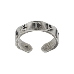 Silver Signature Logo Carving Ring 241138M147000