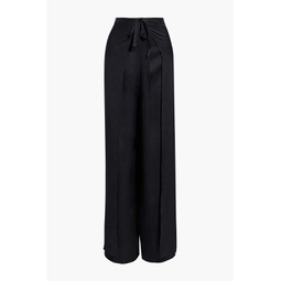 Laly tie-front silk-satin crepe wide-leg pants