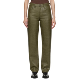 Khaki Sloane Leather Pants 232214F084005
