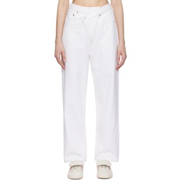 White Criss Cross Upsized Jeans 241214F069019