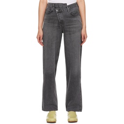 Gray Criss Cross Jeans 241214F069020