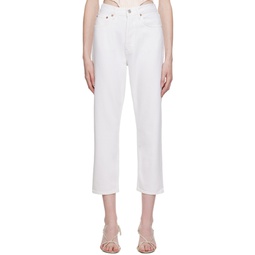 White 90s Crop Jeans 232214F069034