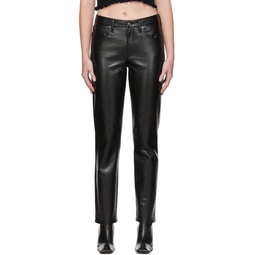 Black 90s Recycled Leather Pants 221214F084001
