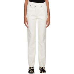 White Criss Cross Leather Pants 222214F087001