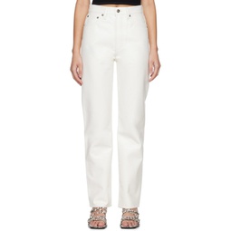 White 90s Pinch Waist Leather Pants 231214F069033