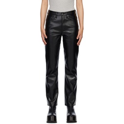 Black Relaxed Boot Leather Pants 231214F069037