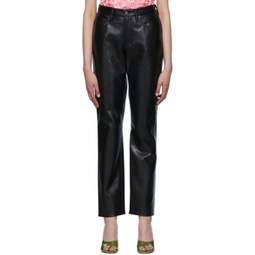 Black Lyle Recycled Leather Trousers 222214F084000