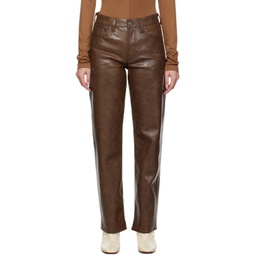Brown Sloane Leather Pants 232214F084002