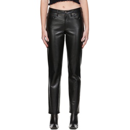 Black 90s Recycled Leather Pants 221214F084001