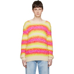 Pink   Yellow Striped Sweater 231319M201003