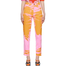 Pink   Orange Printed Jeans 231319F069000