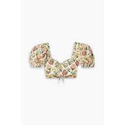 Palmarosa cropped floral-print cotton-poplin top