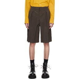 Brown Pleated Shorts 231460M193001
