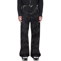 Black Embroidered Jeans 241460M186000