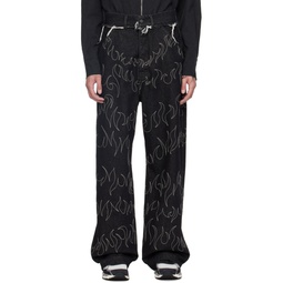 Black Embroidered Jeans 241460M186000