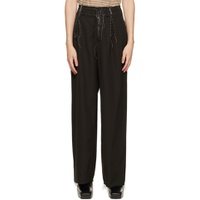SSENSE Exclusive Black Limited Edition Pleated Shadow Stitch Trousers 222460M213001