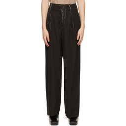 SSENSE Exclusive Black Limited Edition Pleated Shadow Stitch Trousers 222460M213001