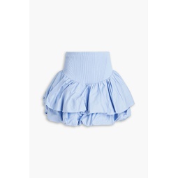 Turner tiered ribbed-knit and taffeta mini skirt