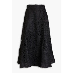 Patina metallic macrame lace midi skirt