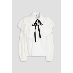 Marie pussy-bow ruffled cotton blouse