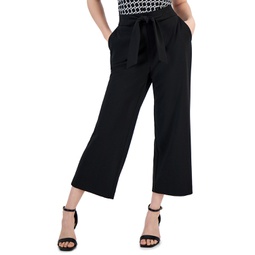 Petite Tie-Front Pull-On Wide-Leg Pants