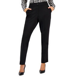 Petite Faux-Fly Pull-On Straight Leg Pants